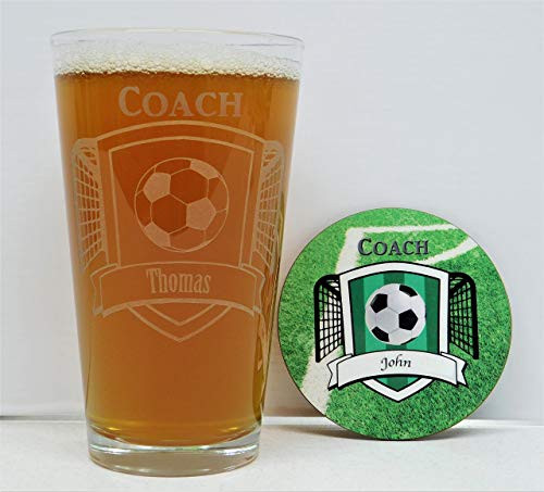 Soccer Coach, Soccer Coach gift, Soccer Coach Awards, Soccer Coach Glass and Coaster Gift Box Set, Soccer Team Awards, Soccer Team