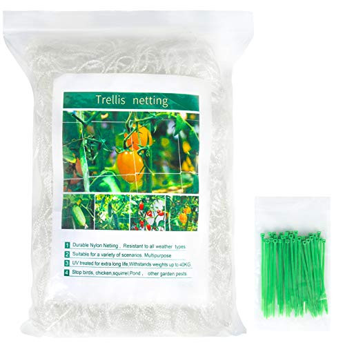 Unves Garden Trellis Netting - 5 x 30ft, Heavy Duty Polyester Plant Support Netting Grow Net, Square Mesh Net for Climbing Plant, Fruits, Vegetables and Vines(1 Pack)