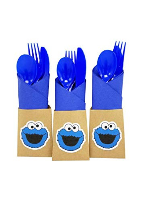 Set of 10 - Cookie Monster Birthday Party, Cookie Monster Napkins, Cookie Monster Favors, Sesame Street Favors, Elmo Favors, Sesame street