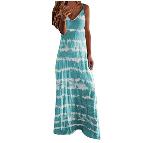 2021 Womens Dresses Casual Summer Maxi Sundress Sleeveless V-Neck Gradient Tie-dye Loose Long Dress Tank Tunic Dress Blue 2021 Womens Dresses Casual Summer Maxi Sundress Sleeveless V-Neck Gradient Tie-dye Loose Long Dress Tank Tunic Dress Blue