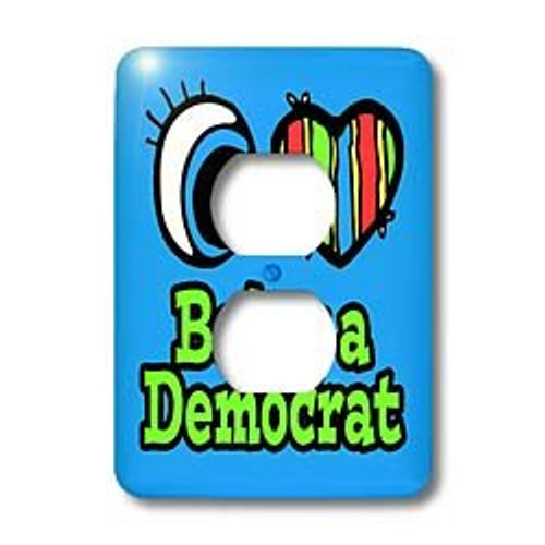 3dRose Lsp_105760_6 Bright Eye Heart I Love Being a Democrat 2 Plug Outlet Cover