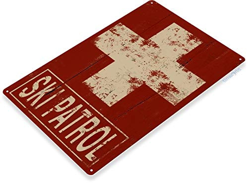 Tinworld TIN Sign 12" x 18" Ski Patrol Slopes Lift Skiing Resort Rustic Metal Decor B287