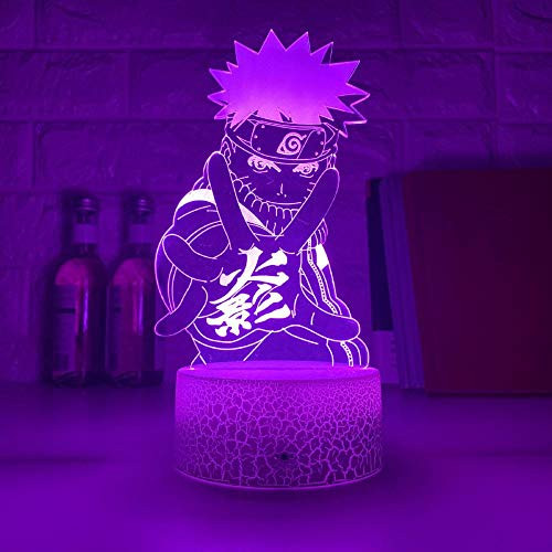 3D led Night Light Anime Glow Lights lamp Uzumaki Naruto Hokage Hatake Kakashi Uchiha Sasuke Hyuga Neji GAI Tsunade Gaara Itachi Lamp Lampe Touch Control lamp 7 Colors Fenght HOICHAN