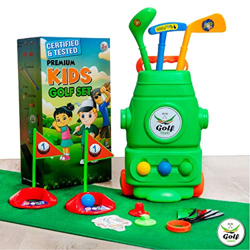 (Lab Tested) - Premium Kids Golf Clubs 3-5 - Kids Golf Set - Toy Golf Set - Toddler Golf Set - Golf Toys for Kids - Mini Golf Set - Baby Toddler Golf Clubs - Plastic Play Golf Clubs - Age 2 3 4 5 6