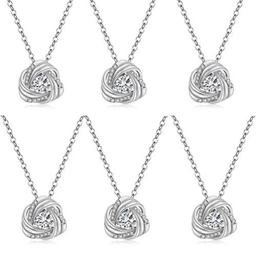 DHQH Bridesmaids Necklace Gifts Cubic Zirconia Knot Pendant Bridesmaid Necklace for Women I Couldnt Tie a Knot Without You Wedding Proposal Necklaces Jewelry(Rose Gold/Silver) DHQH Bridesmaids Necklace Gifts Cubic Zirconia Knot Pendant Bridesmaid Necklace for Women I Couldnt Tie a Knot Without You Wedding Proposal Necklaces Jewelry(Rose Gold/Silver)