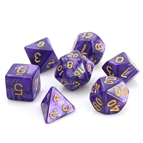 Poly RPG 7-Dice Set: Purple Swirl with Gold