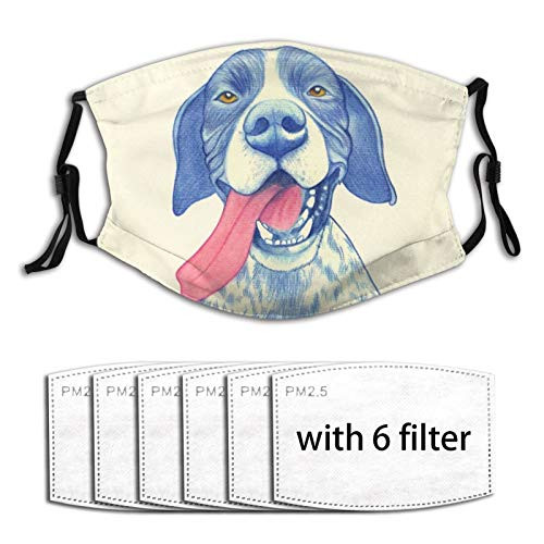 Washable Cloth Short-Haired Pointer Face Mask Reusable Dust Mask with 6 Filter