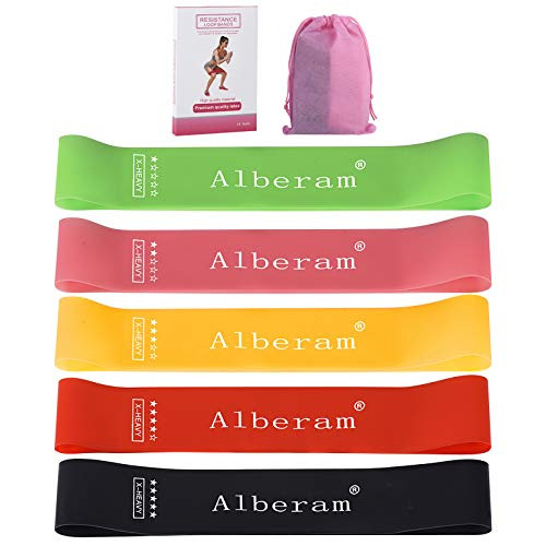 Alberam Resistance Loop Bands, Resistance Exercise Bands for Home Fitness, Stretching, Strength Training, Physical Therapy, Latex Workout Bands Set of 5 Alberam Resistance Loop Bands, Resistance Exercise Bands for Home Fitness, Stretching, Strength Training, Physical Therapy, Latex Workout Bands Set of 5