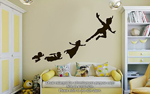 Peter Pan Wendy John and Michael Wall Decals Disney Peter Pan Fairytales Stickers Decorative Design Ideas for Your Home or Office Walls Removable Vinyl Murals EC-0554