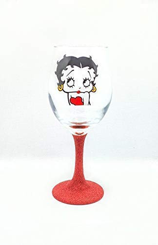 Betty Boop Inspired Glitter Stem Or Stemless Wine Glass - Betty Boop Theme - Betty Boop Glass - Betty Boop Gift - Friend Gift - Christmas Gift