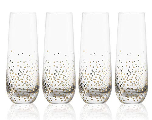 Trinkware Goldosa Stemless Champagne Flute Glasses With Gold Luster  Mimosa Glasses Set of 4  9oz