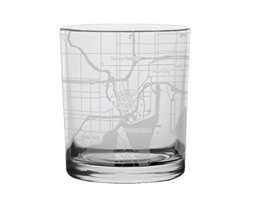 Tampa City Map Whiskey Glass Florida