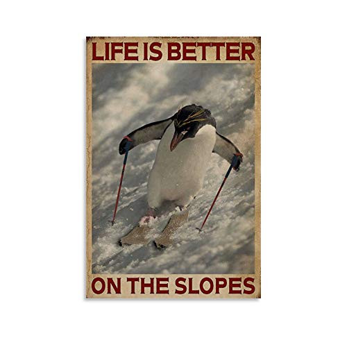 HaiDeNa Retro Posters Skiing Penguin Life is Better On The Slopes Canvas Art Poster and Wall Art Picture Print Modern Family Bedroom Decor Posters 16x24inch(40x60cm) HaiDeNa Retro Posters Skiing Penguin Life is Better On The Slopes Canvas Art Poster and Wall Art Picture Print Modern Family Bedroom Decor Posters 16x24inch(40x60cm)