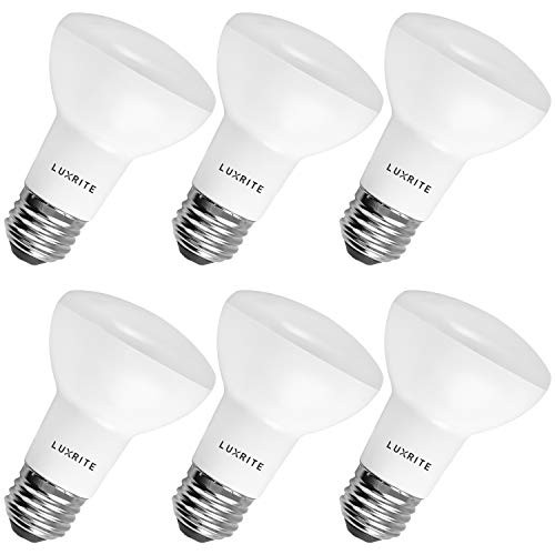 Luxrite BR20 LED Bulb, 45W Equivalent, 5000K Bright White, Dimmable, 460 Lumen, R20 LED Flood Light Bulb 6.5W, Energy Star, Damp Rated, E26 Base, Perfect for Recessed and Track Lighting (6 Pack)