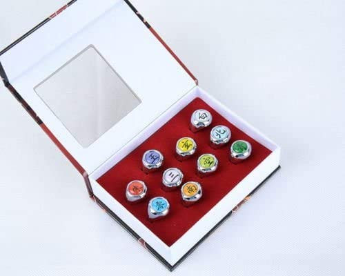 Retail Shack 10 Pieces Naruto Shippuden Akatsuki Member's Cosplay Ring Set