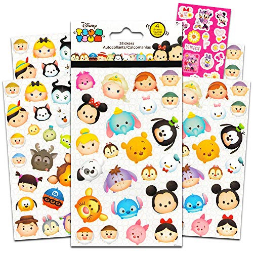 Disney Tsum Tsum Stickers - 4 Sheets of Stickers Featuring Mickey Mouse, Minnie Mouse, also Featuring Tsum Tsum Characters from Frozen, Toy Story, Monsters Inc and Many More by Disney Studios