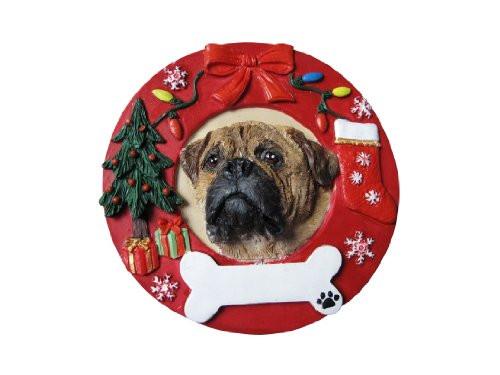 Bullmastiff Christmas Ornament Wreath Shaped Easily Personalized Holiday Decoration Unique Bullmastiff Lover Gifts