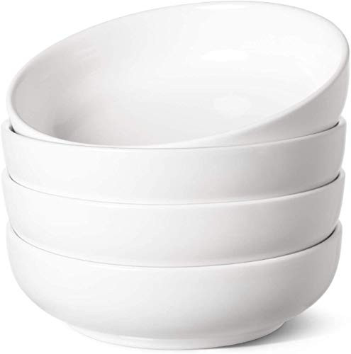 LE TAUCI Pasta Bowls 32 Ounce, Large Salad Bowls and Serving Bowls, Soup Bowl?Ceramic Pasta Plates - Set of 4, White