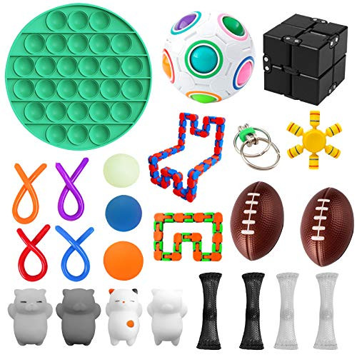 Sensory Fidget Toys Set, 24 Pcs Stress Relief and Anti-Anxiety Toys for Adults Kids, Sensory Therapy Toys for ADHD Autism Stress Anxiety