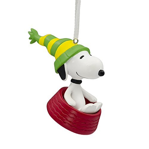 Hallmark Christmas Ornament Peanuts Snoopy Sledding in Dog Bowl