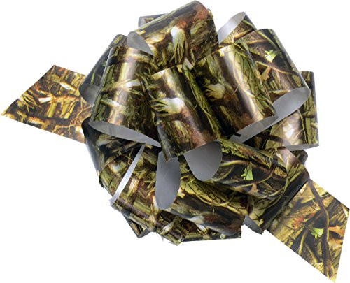Military Hunting Camo Gift Wrapping Poly Ribbon Pull Bows (5", 3 Pack) Next Camo Party Collection by Havercamp