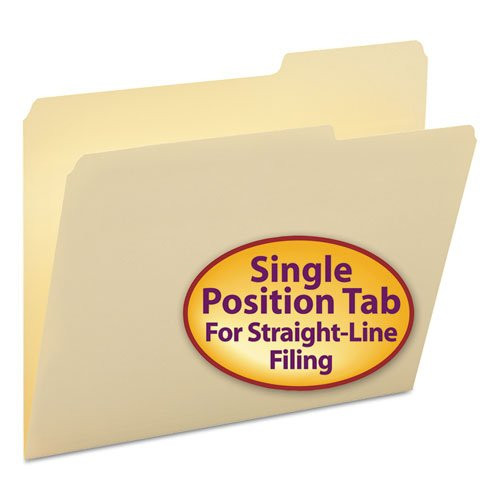 Guide Height File Folders, 2/5 Cut Right Top Tab, Letter, Manila, 100/Box