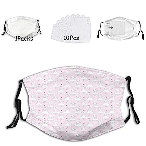 Fillter Cloth For Adults Continuous Cute Little Girls with Short Hair and Crown Reusable Windproof Cloth Half Face Double Protection