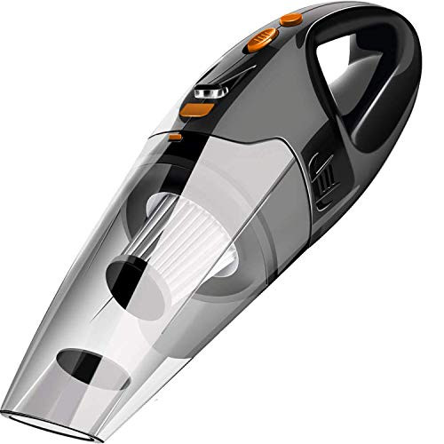 Portable Handheld Vacuum,Cordless Hand Vac Cleaner with LED Light and Steel HEPA,120W 7.5KPa Cyclonic Suction,Li-ion Rechargeable Battery Quick Charge Tech,Wet Dry Mini Cleaner for Home Car,Carry Bag