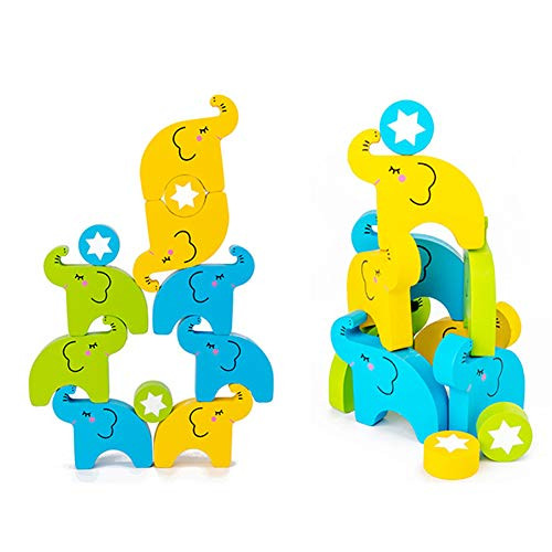 Cuteam Stacking Game Toy Set, Kids Elephant Building Blocks Balance Stacking Game Early Educational Puzzle Toy Multicolor Cuteam Stacking Game Toy Set, Kids Elephant Building Blocks Balance Stacking Game Early Educational Puzzle Toy Multicolor