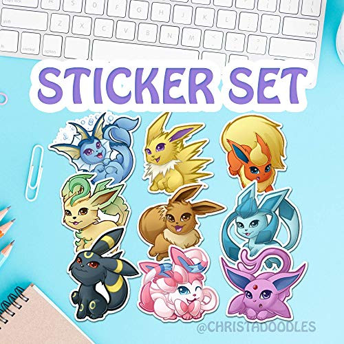 Pokemon - Eeveelution - Set of 9 - All Eeveelutions - Original Artwork Sticker Pack Pokemon - Eeveelution - Set of 9 - All Eeveelutions - Original Artwork Sticker Pack