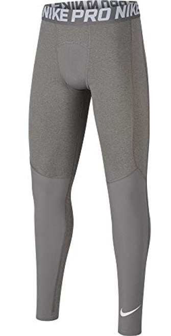 Nike Kids Boy's Pro Tights (Little Kids/Big Kids) Carbon Heather/White (X-Small) Nike Kids Boy's Pro Tights (Little Kids/Big Kids) Carbon Heather/White (X-Small)
