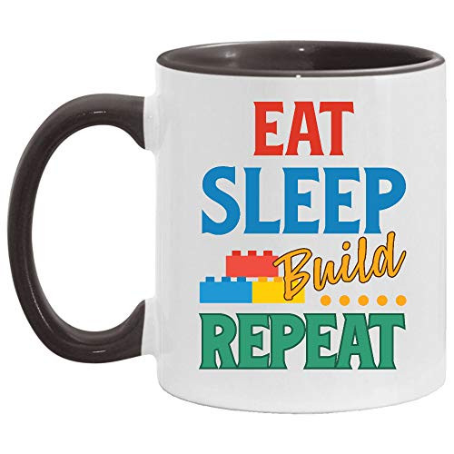 Sleep Eat Build Repeat Building Blocks Bricks Master Builder Accent Mug Gift