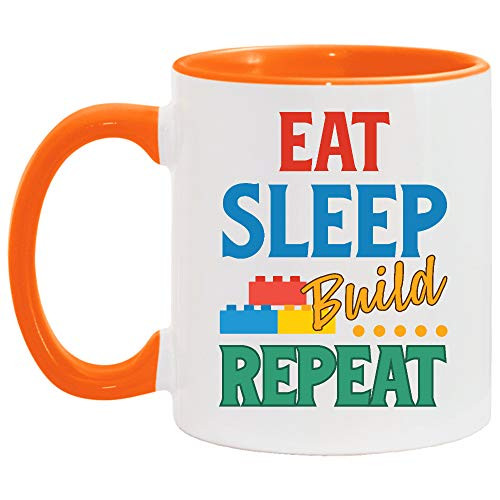 Sleep Eat Build Repeat Building Blocks Bricks Master Builder Accent Mug Gifts