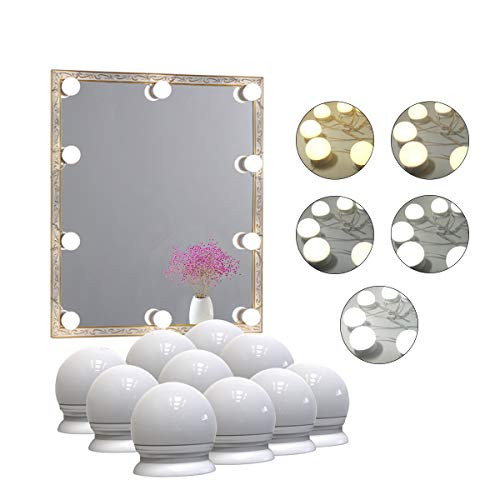 Yehior Hollywood Style Mirror Bulbs,10Pcs Dimmable Vanity Mirror Led Bulbs for Makeup Mirror Dressing Table,USB Powered(Mirror Not Include)