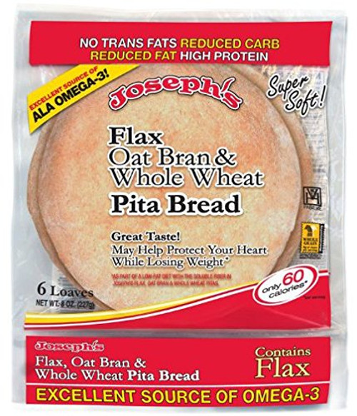 Joseph's Flax Oat Bran  and  Whole Wheat Pita Bread - 6 CT