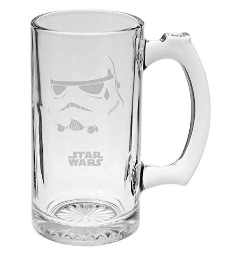 Stormtrooper Helm Star Wars Inspired 16 oz Hand-made Etched Beer Mug Glass Stein 