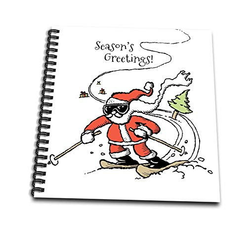 3dRose Alexis Design - Holidays Christmas - Santa Claus in red skiing fast down the slope. Seasons greetings gift - Drawing Book 8 x 8 inch (db_320327_1)