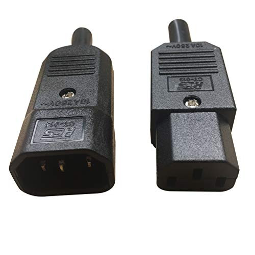 Gagool C13 C14 Power Plug AC250V 10A 3 Pins Terminals Panel Mount IEC C14 Male C13 Female Inline Adapter Plug Power Socket Connectors (Plug)