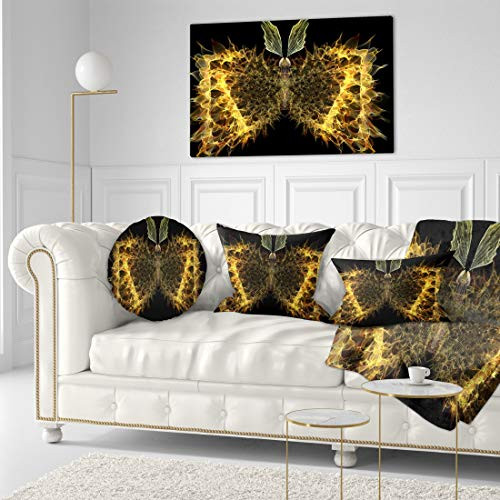 Designart PT8652-40-20 Golden Fractal Butterfly in Dark-Large Abstract Art Canvas Print-40x20, 40x20 Yellow Designart PT8652-40-20 Golden Fractal Butterfly in Dark-Large Abstract Art Canvas Print-40x20, 40x20 Yellow