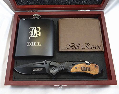 Groomsmen Proposal Box, Groomsman Gifts, Wedding Gifts, Personalized Gift Set, Best Man Gifts, Engraved Knife, Monogrammed Flask, Engraved Wallet
