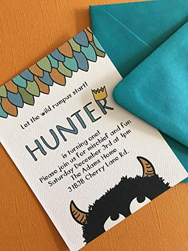 Where the Wild Things Are, set of 12, kids party invitation, birthday party, wild rumpus, wild child