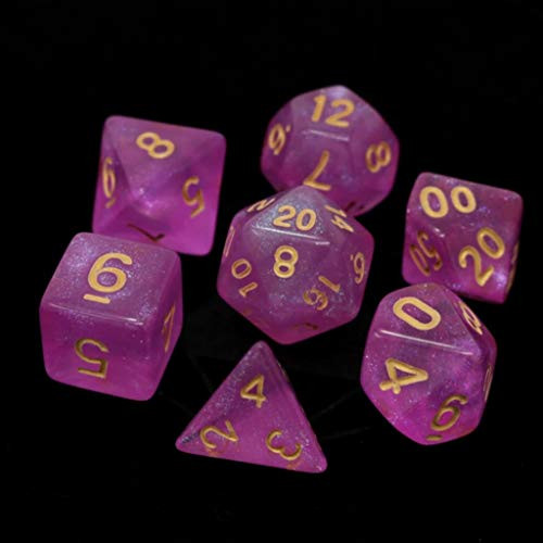 Poly RPG 7-Dice Set: Sakura with Gold