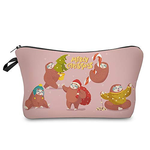 Cosmetic Bag MRSP Makeup bags for women,Small makeup pouch Travel bags for toiletries waterproof Sloth Christmas(52491)