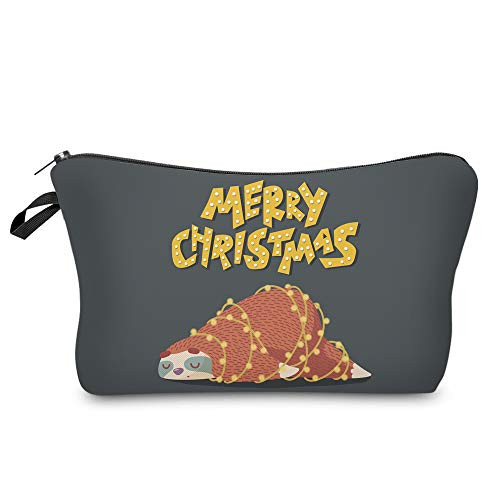 Cosmetic Bag MRSP Makeup bags for women,Small makeup pouch Travel bags for toiletries waterproof Sloth Christmas (52510)