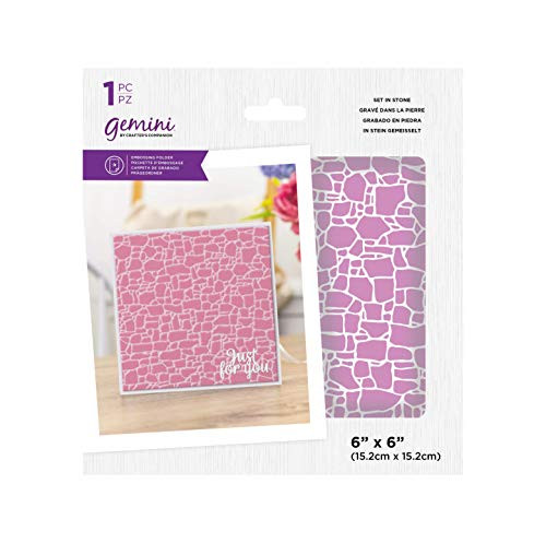 Crafters Companion GEM-EF6-SET Gemini-6" x 6" Embossing Folder-Set in Stone, Transparent