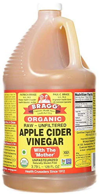 Bragg Organic Apple Cider Vinegar, Raw, Unfiltered, With The Mother, 128 oz