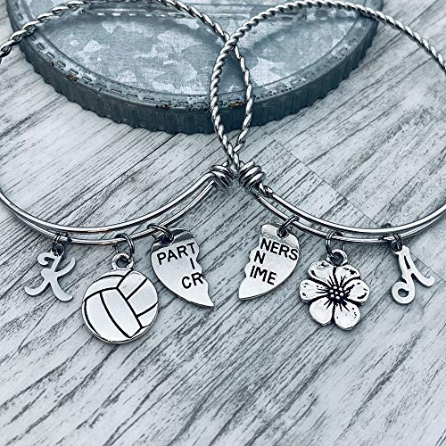 Partners in Crime Bracelets (Set of 2) with Choice of Charms and Personalized with Letter Initial
