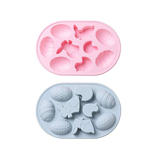 2 Pack Easter Egg Silicone Molds Bunny Molds Baking Mold Cake Pan for Cake Decoration Chocolate Cookies Baking Easter Party Supplies