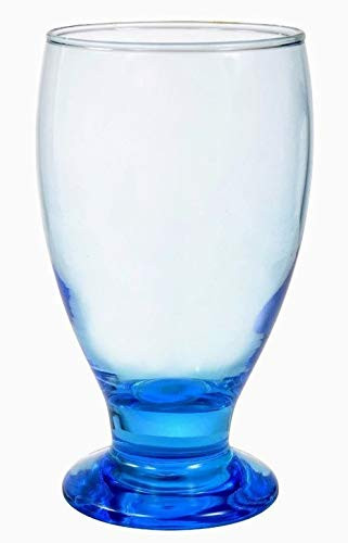 (4 Glass) 12oz Drinking Glass-Short-Stem Smoke Sky Blue Glass Goblet