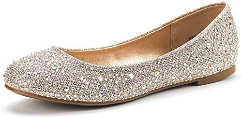 DREAM PAIRS Women's Sole-Shine Gold Rhinestone Ballet Flats Shoes - 5.5 M US